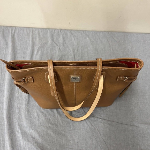Dooney & Bourke Dark Tan Pebble Grain Davis Tassel Shopper Large Purse Bag Chrty - Picture 6 of 13